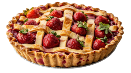 Strawberry pie on transparent background