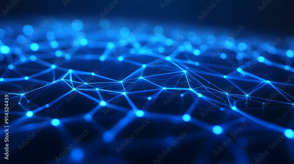 Aufkleber abstract background of interconnected blue dots and lines forming a network, symbolizing digital tec
