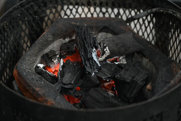 Preparing Hot Coals for Grilling