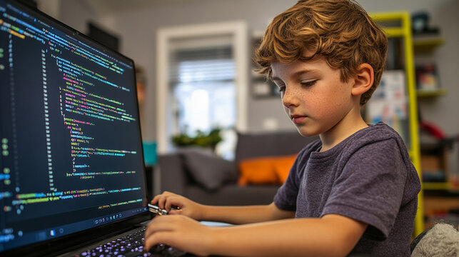 Boy testing code on a device These tools leverage large language models and machine learning to analyze and suggest code