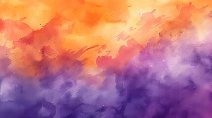 A painting of a sky with a purple and orange background