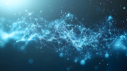 Abstract digital network connections in blue tones with glowing nodes and lines on a dark background, representing data communication.