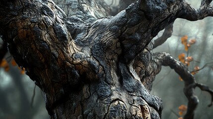 A Close-Up of a Weathered Tree Trunk