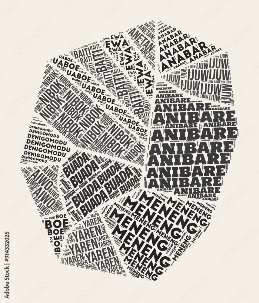 Poster nauru word cloud. country with regions division. nauru typographic text clouds vector image design. 