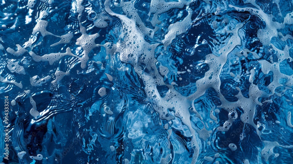 Poster the image is of a body of water with bubbles and foam