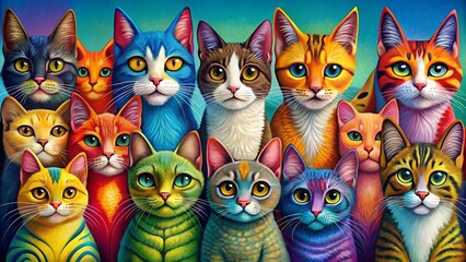 Feline Fiesta: A Vibrant Celebration of Cat-tastic Colors  AI generated