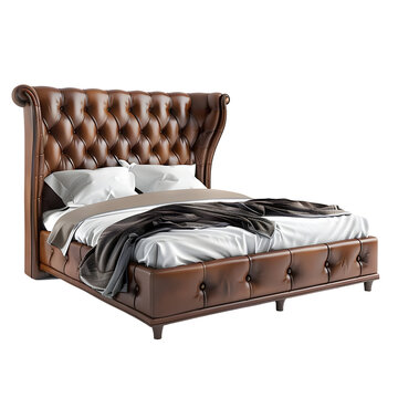 recommend clip art: Luxurious leather bed isolated on a transparent background