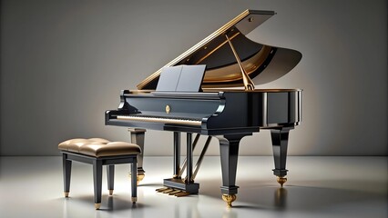 A Sophisticated and Elegant Depiction of a Grand Piano  AI generated
