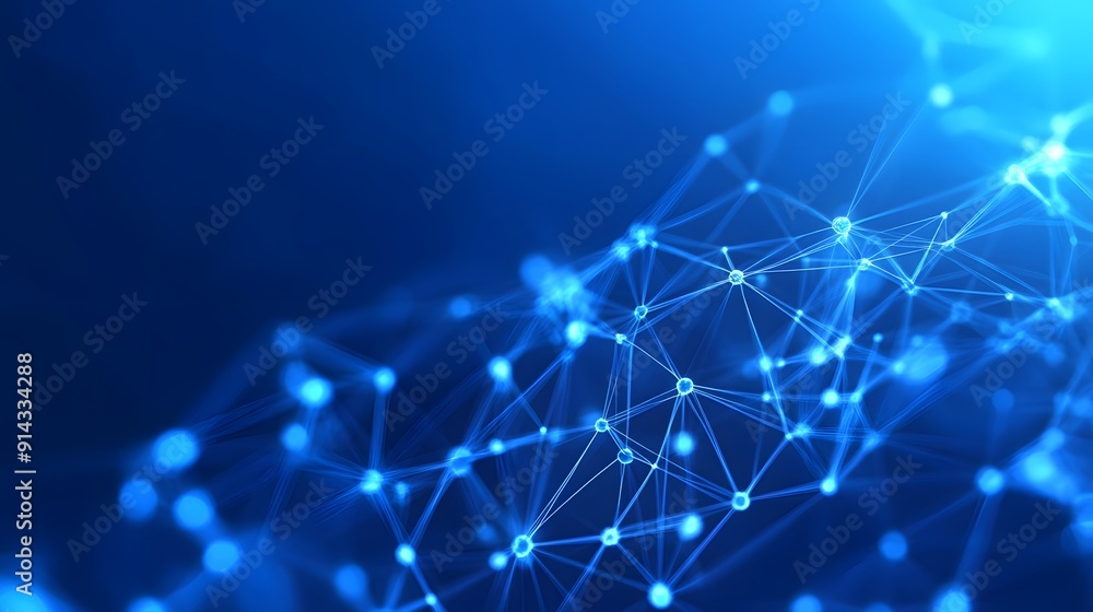 Wall mural futuristic blue network connection background showcasing abstract digital data or technology concept