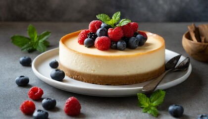 Classic New York-Style Cheesecake with Fresh Berries