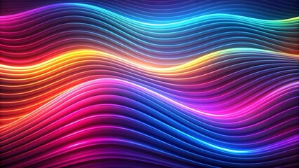 Obraz premium Abstract Wavy Background with Neon Stripes: A Symphony of Color and Motion Generative AI