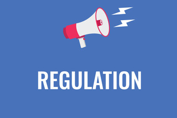 regulation button, banner, label, template for website. regulation text with colorful megaphone icon
