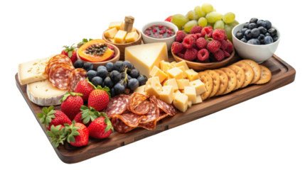 Snack board on transparent background