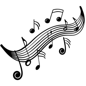 recommend clip art: continuous music line art note vector illustration