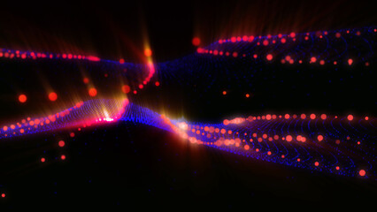 Magical waves of bright energy.High tech rainbow light ray particles and bokeh energy