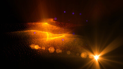 Magical waves of bright energy.High tech rainbow light ray particles and bokeh energy