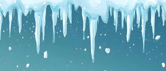 Abstract winter background with blue icicles.