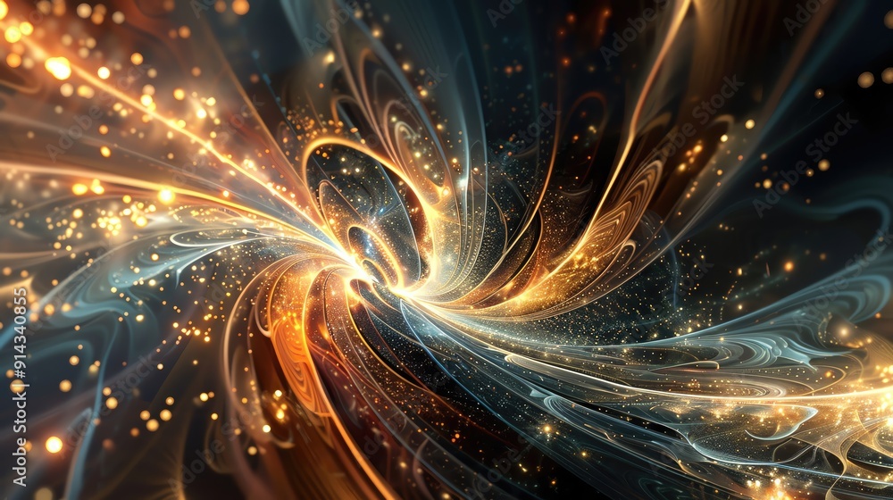 Poster a mesmerizing swirl of colors and lights, creating an ethereal and dynamic abstract artwork that cap