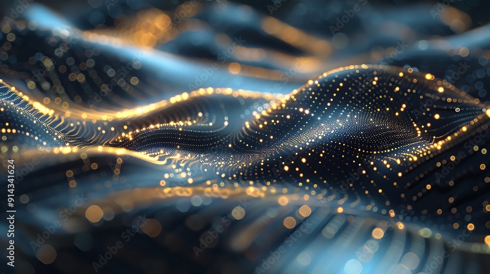 Poster abstract image featuring flowing waves of light and color, creating a mesmerizing visual effect with