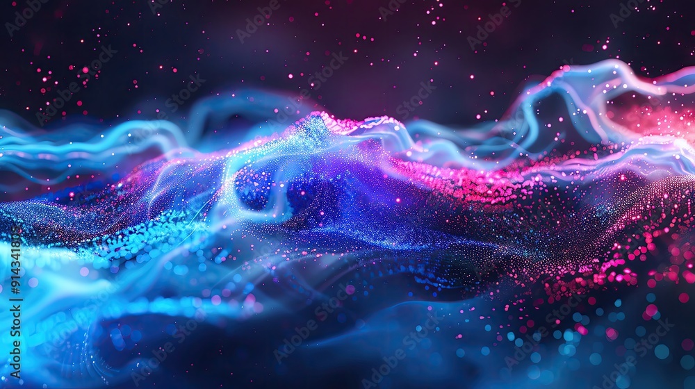 Aufkleber a vibrant and mesmerizing abstract wave of colors, showcasing dynamic movement and depth in a digita