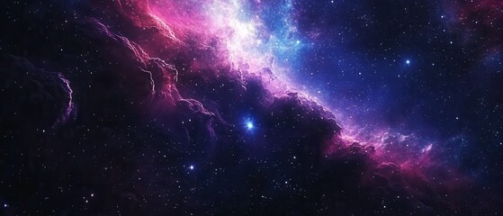 Detailed 3D scene of a cosmic night sky filled with colorful nebulae and distant galaxies creating a dreamy atmosphere