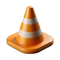 3D rendering of an orange and white traffic cone on white