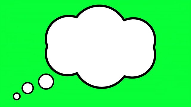 White thought bubble Animation with a green screen background. Perfect for adding thought bubbles to your videos and presentations.