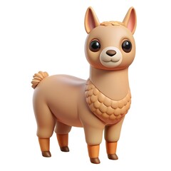 Here is a 3D model of a cartoon llama positioned on a clean, white background