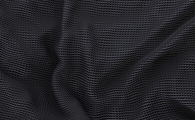 Fototapeta premium Texture of black fabric close-up, 3D background.