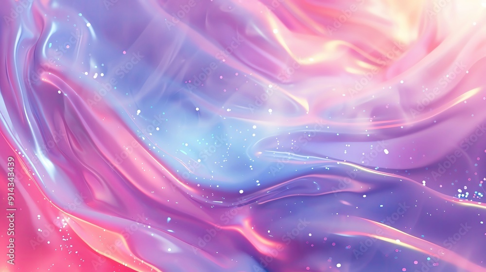 Poster a mesmerizing abstract background featuring flowing waves of pastel colors and shimmering textures, 