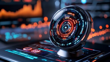 Futuristic data visualizer showcasing intricate design and vibrant colors, perfect for technology and innovation themes.