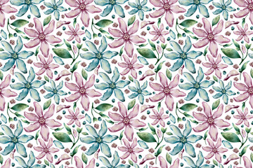 seamless watercolor floral colorful bright pattern