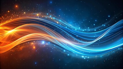 Obraz premium Abstract Cosmic Wave in Vivid Blue and Orange Hues AI Generated