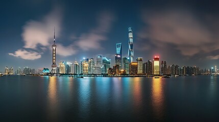 Obraz premium Shanghai beautiful skyline at night
