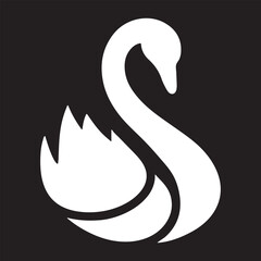 Swan silhouette vector illustration black. silhouette Swan Flapping wings logo.