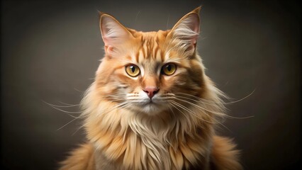 Obraz premium Close-up Portrait of a Cat - A Symphony of Gold and Crimson AI generated