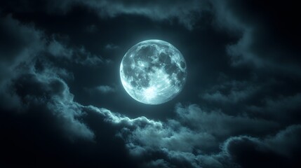 In the dark night, clouds in front of moonlight, creating an eerie atmosphere. The clouds form intricate patterns that resemble shadows and designs from darkness