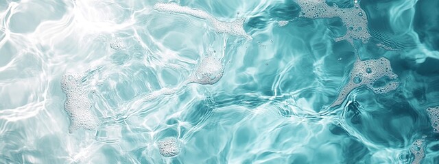 Fototapeta premium light teal blue clear water surface banner background, product advertisement banner concept