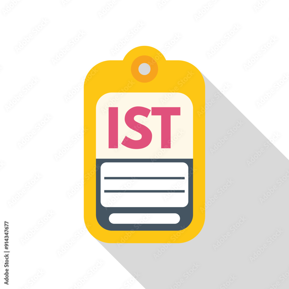 Sticker Yellow tag icon representing the ist time zone, commonly used in india