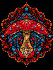 Fly Agaric Mushroom art nouveau illustration