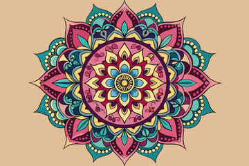 Colorful Mandala illustration art,Vector hand drawn doodle mandala. Ethnic mandala with colorful tribal ornament. Isolated. Bright colors.