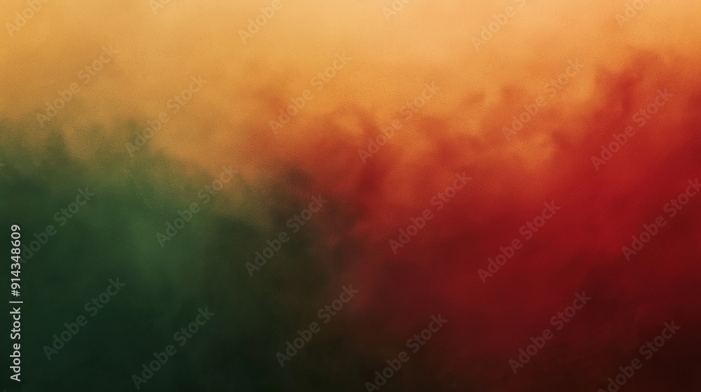 Poster Mesmerizing swirls of orange, red, and green smoke blend in a vibrant abstract pattern, creating a dreamy and mysterious atmosphere perfect for adding a touch of fantasy to any project