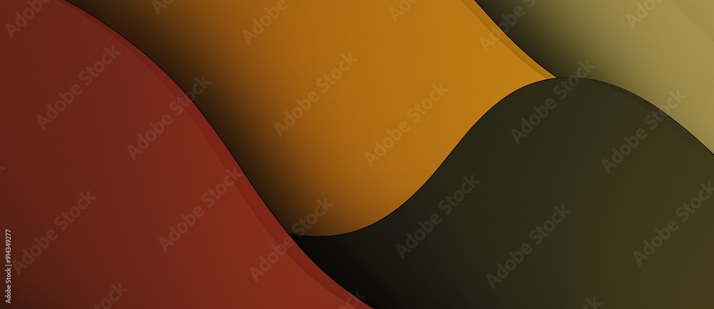 Poster abstract background composition with smooth wavy shapes flowing and overlapping in warm colors, crea