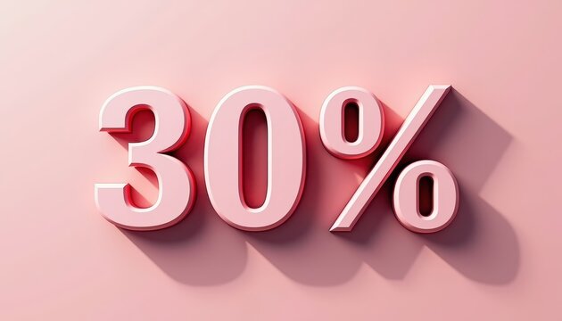 30 thirty percent off 3D text typography. Promotion, discount, offer concept banner design.