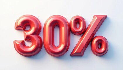 30 thirty percent off 3D text typography. Promotion, discount, offer concept banner design.