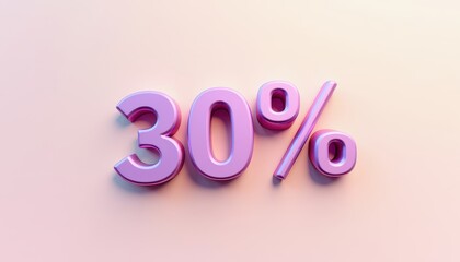30 thirty percent off 3D text typography. Promotion, discount, offer concept banner design.