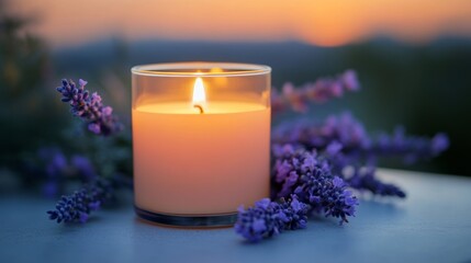 aromatherapy candle, a lavender-scented candle emits a soothing glow, ideal for setting a relaxing mood during a self-care nighttime routine