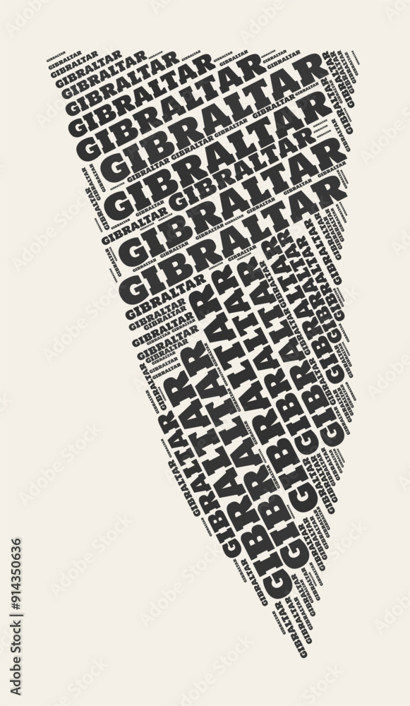 Poster gibraltar word cloud. country with regional divisions. gibraltar typographic text clouds vector imag
