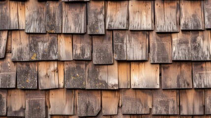 Fototapeta premium Weathered wooden shingles roof on a traditional Austrian building