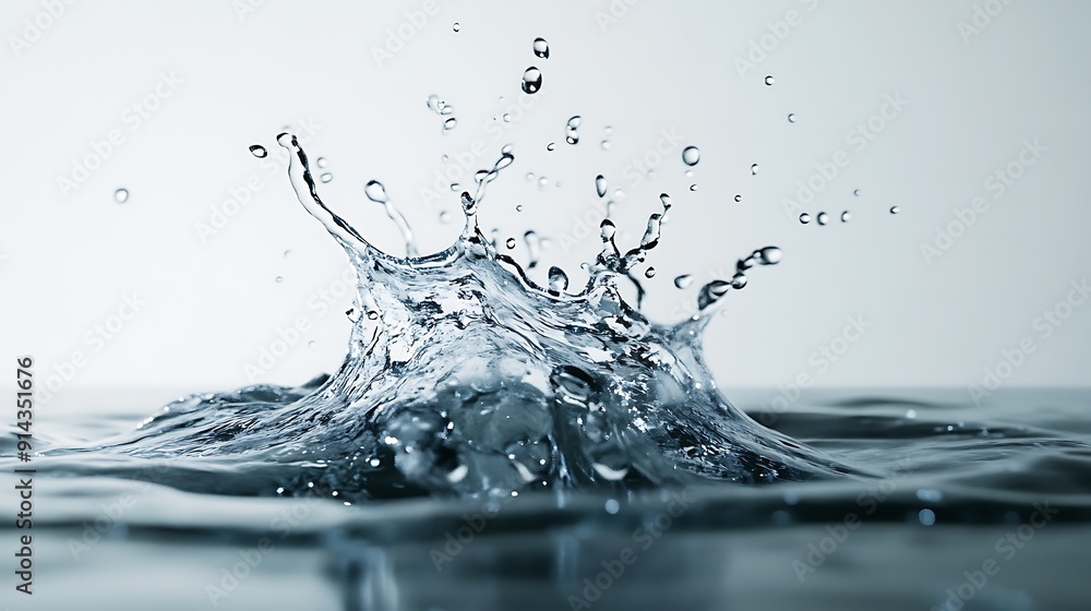 Poster water splashing and creating a crown-shaped form